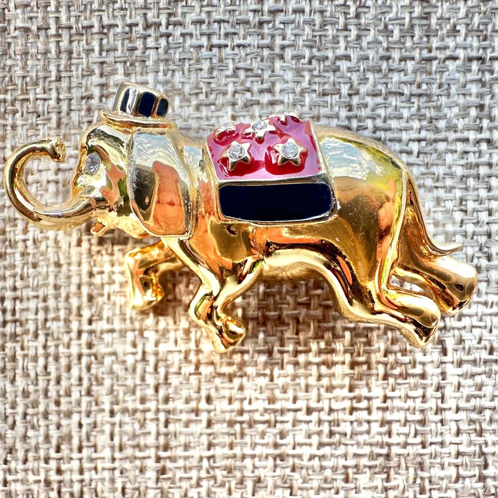 Patriotic Elephant, Vintage Monet Brooch